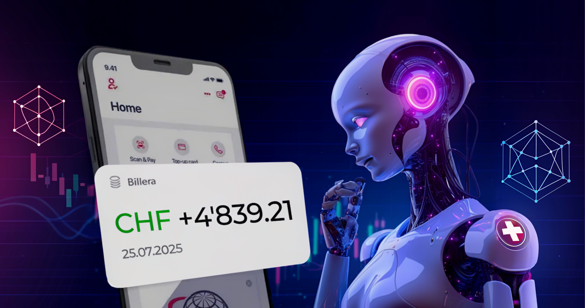 Frau mit Handy überrascht